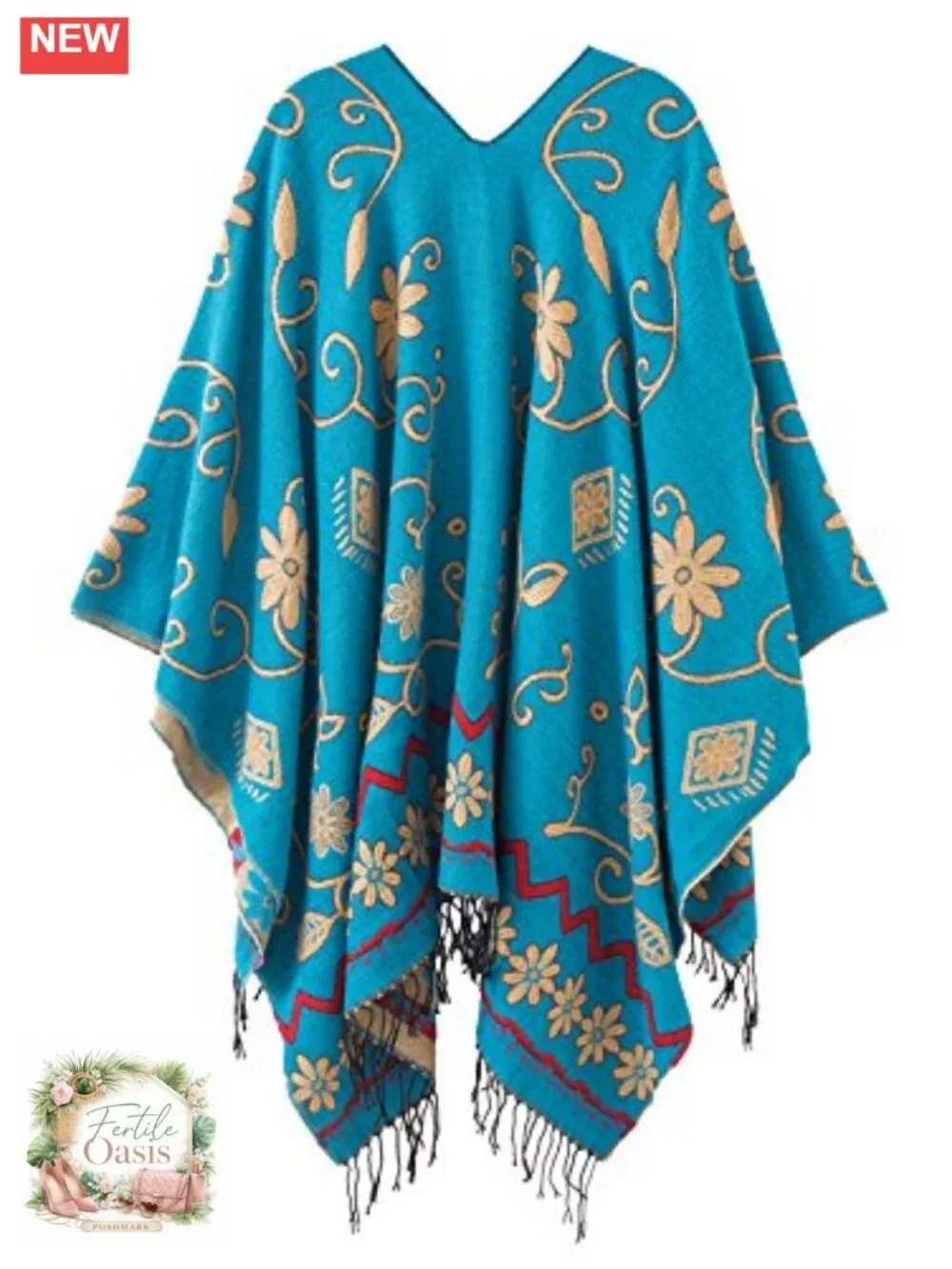 Bohemian Fringe Tassel Poncho Shawl Cape Wrap for Women